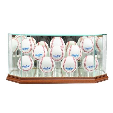 PERFECT CASES Perfect Cases 10BSB-W Octagon 10 Baseball Display Case; Walnut 10BSB-W